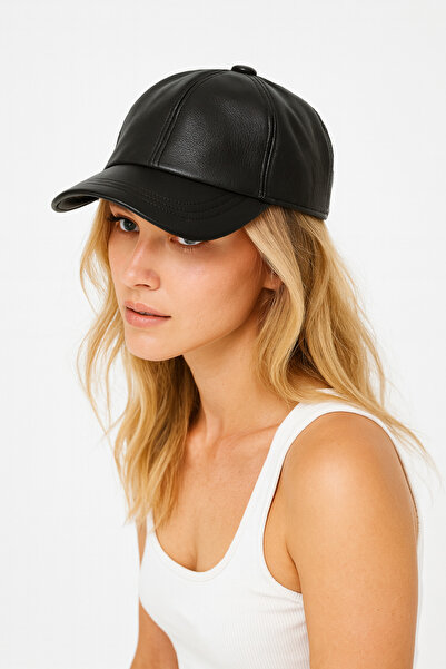 ZERAMİNE Genuine Leather Unisex Hat Cap – Quality Stitching Detailing - Premium