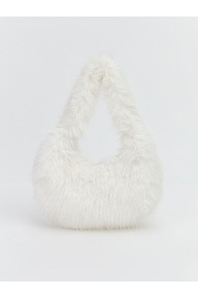LC Waikiki Ecru Fur Women's Baguette Bag