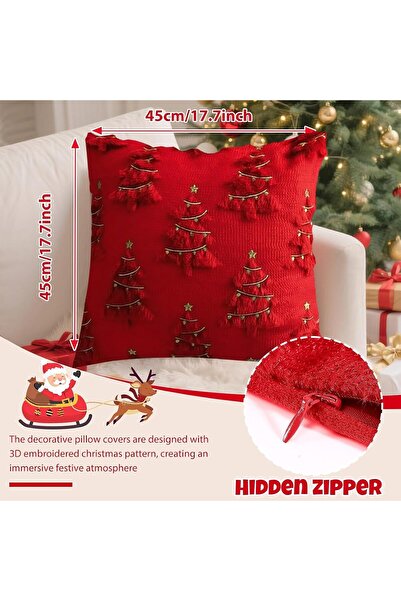 MOODEEY Christmas Pillow Cover, Xmas Tree, 45 x 45 cm, Soft Plush