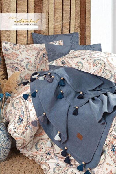 İyi Geceler İstanbul Double Size Cotton Blanket Bedding Set Boho Chic