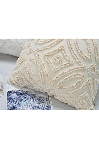 GOLD MANTIS Tufted Cotton Cushion Cover 45x45cm Coin Deco Geometric Boho