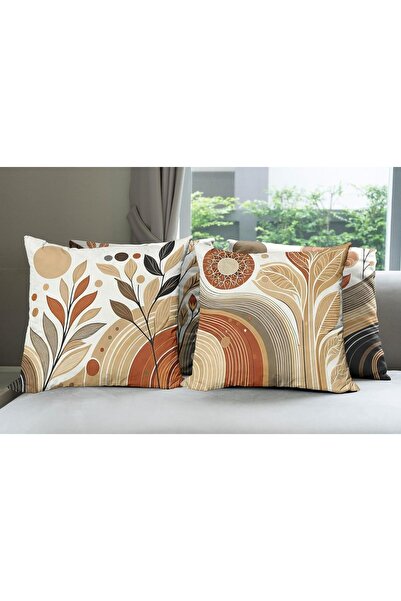 X SPRING Throw Pillow Cushion Covers, 4 PCS 45x45cm Double-Sided Floral Boho Pattern