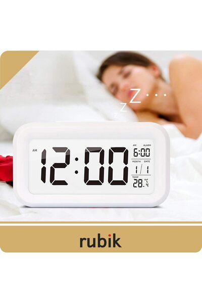 RUBIK Loud Digital LED Alarm Clock - Large Display, Backlight, Temperature, Date, Snooze
