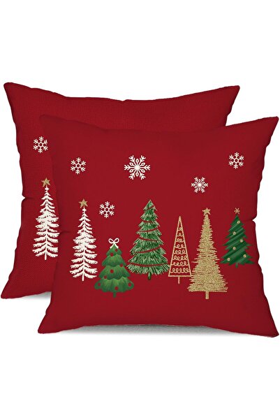 DFXSZ Christmas Pillow Covers 18 x 18 Inch Set of 2 Christmas Tree Red