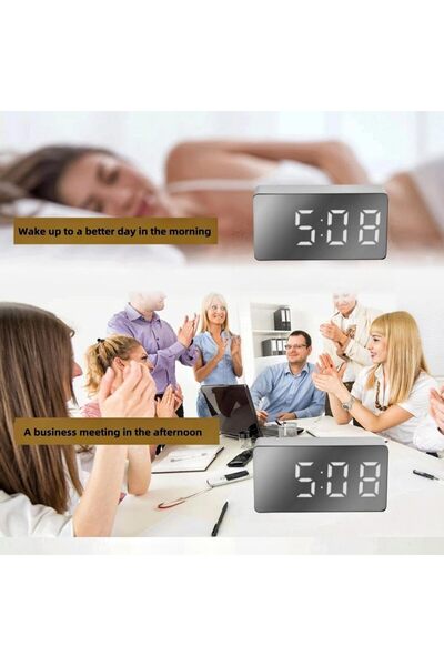 AZONEE Digital Alarm Clock - Small Travel Mini LED, Temperature Display (White)