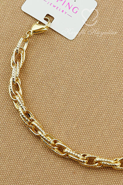 Keyifli Hayaller Xuping Vip Marka İç İçe Halka Desenli Bileklik Altın Rengi Kararmaz 18+3cm Kuyumcu İşçiliği