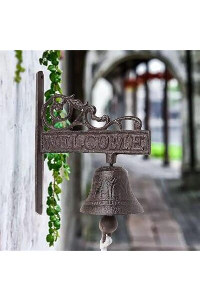 THE WHITE SHOP Outdoor Dinner Bell Rustic Vintage Cast Iron Wall Mounted Door Bell
