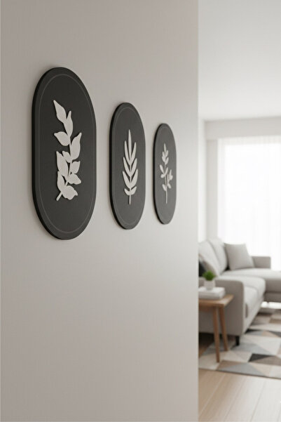 Amorf Design Modern Frameless Triple Painting Anthracite-White