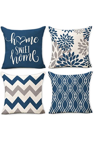 Bukela Light Blue Geometric Throw Pillow Covers 45x45 cm Set of 4