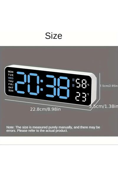 Generic Large Digital Wall Clock with Temperature & Humidity - Green LED Display