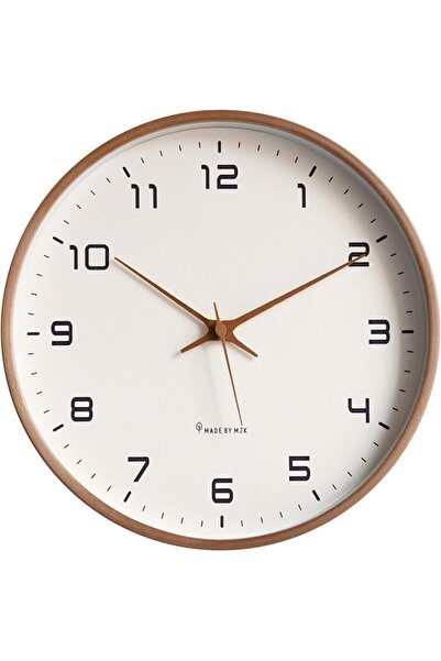 AZONEE Modern Wooden Wall Clock - Silent Non-Ticking, Dark Wood, Analog