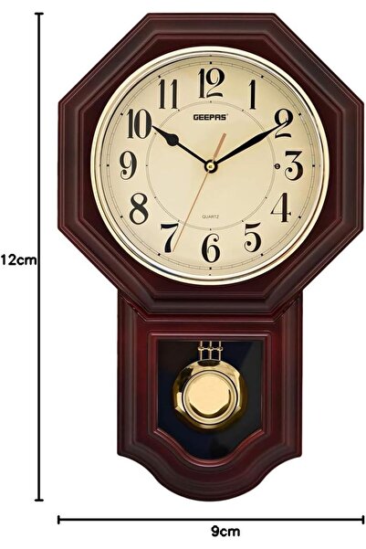 Geepas ساعة حائط بندولية GWC4810، بنية