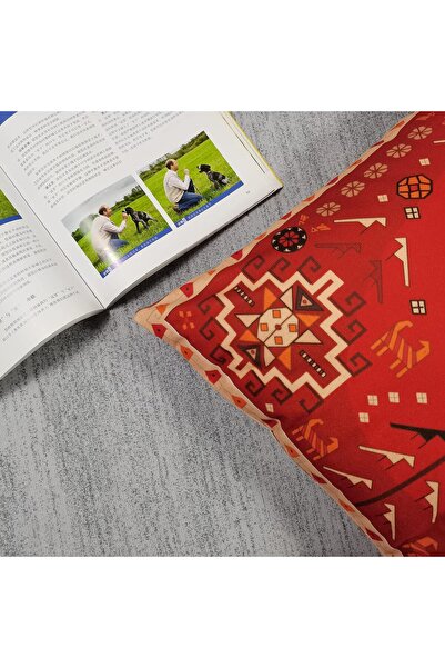 KASTWAVE Cushion Covers, 4 Pcs 18x18 Inches Boho Red Decorative Pillow Covers