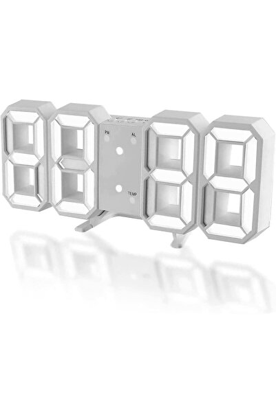 X SPRING 3D Digital Wall Clock, 24x8.5cm LED, 12/24H Temp & Date, USB Nightlight, Alarm