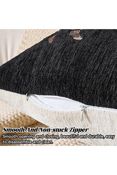 Yelajoy Set of 2 Zebra Chenille Throw Pillow Covers 18x18 inch Black