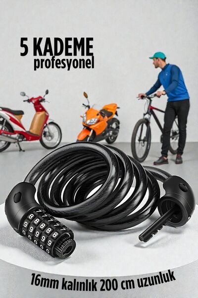 Transformacion Замок для велосипеда з кодом 16 мм Товщина 200 см Замок для скутера, мотоцикла - Сталевий трос 722481
