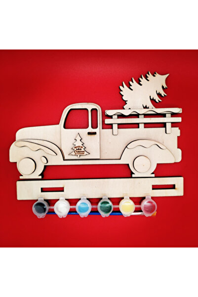 OEM Wooden creative set - Pickup truck, 17 pieces, paint set, 11 x 24 cm