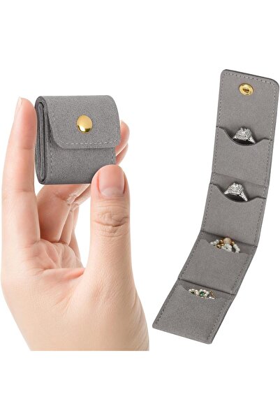 Generic Mini Travel Jewelry Bag, Buckled Foldable Travel Jewelry Storage Box (Gray)