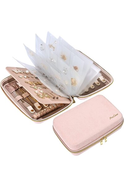 PROCASE Extra Large Travel Jewelry Organizer Case - Pink