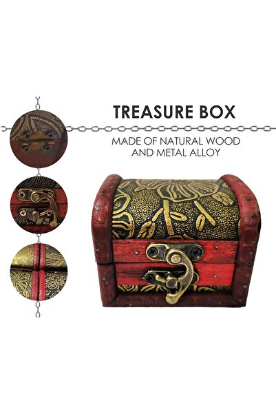 MAKINGTEC Vintage Small Jewelry Boxes, 5-Piece Wooden Treasure Chest Set