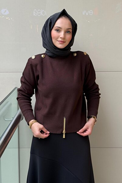 Ghisa Knitwear Tunic with Button Detail on the Shoulders