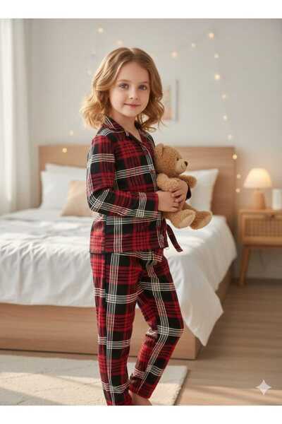 zavera for kids Children's Unisex Stripe Detailed Pajama Set - 100% Cotton