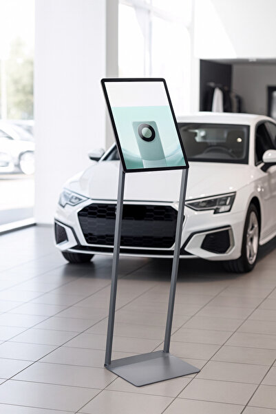 Grand City Media Cement-colored display stand