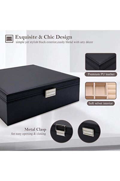 PROCASE Jewelry Box, Large PU Leather Jewelry Organizer (Black)