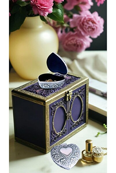 Generic Classic Vintage Antique Heart-Shaped Jewelry Box - Ring and Small Trinket Storage Organizer Chest -