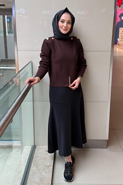 Ghisa Knitwear Tunic with Button Detail on the Shoulders