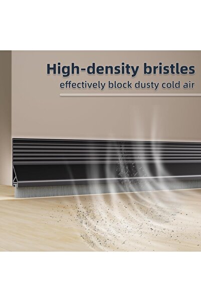 Yelajoy 39"x2.2" Under Door Draft Stopper with Brush (Black, 78")