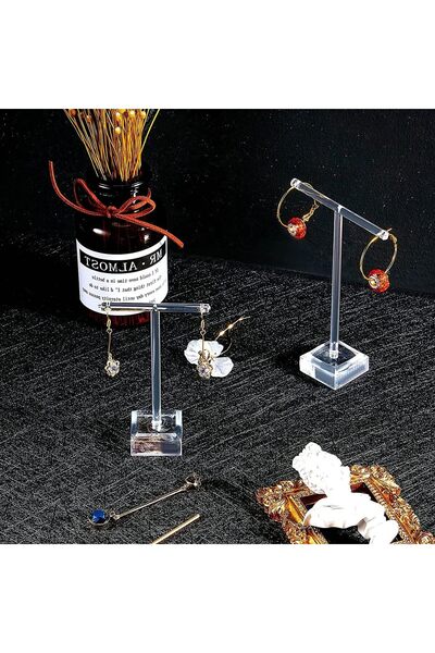 EXCEFORE Acrylic Earring Holder 2pcs T-Bar Jewelry Display Stand
