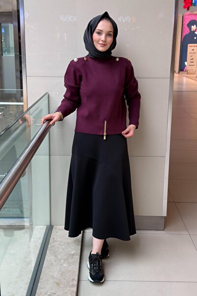 Ghisa Knitwear Tunic with Button Detail on the Shoulders