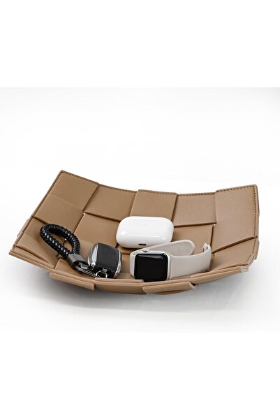 NALACAL Valet Tray Desktop Storage Organizer for Men, PU Leather Key Holder Bowl