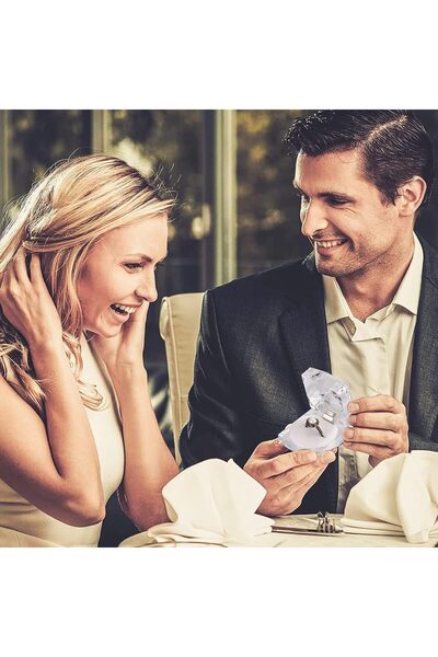 NALACAL 12pcs Clear Crystal Ring Boxes Acrylic Jewelry Storage with Velvet Foam - White