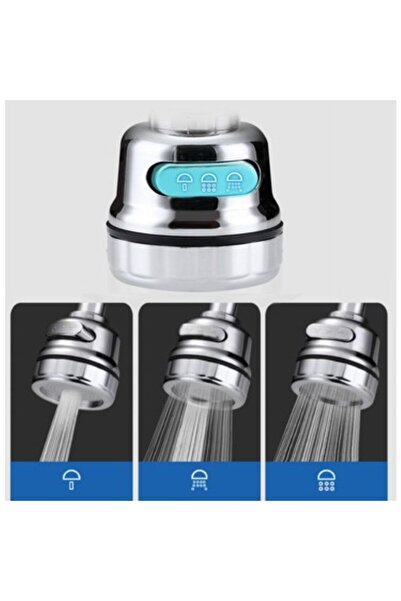 Leony 360 Degree Rotating 3-Function Kitchen Bathroom Sink Saving Faucet Spout Aerator Chrome