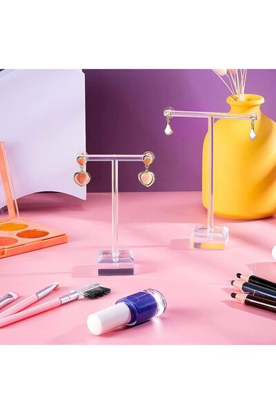 EXCEFORE Acrylic Earring Holder 2pcs T-Bar Jewelry Display Stand