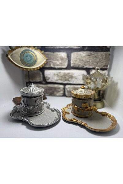 indirimvar Yılbaşı Özel 2 li El Yapımı Taş Kavanoz Atlı Karınca Desenli Orjin...