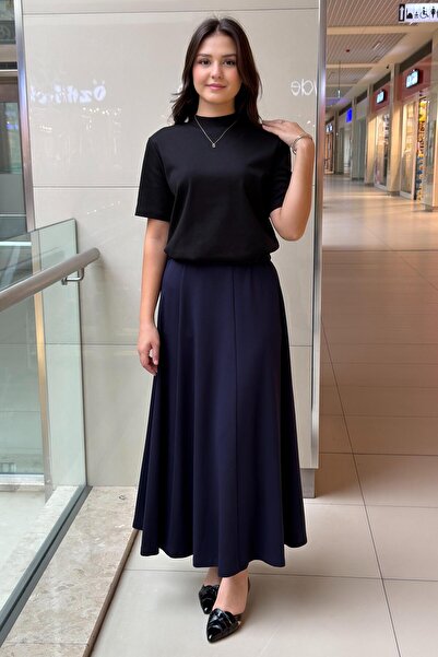 Ghisa Buy Ribbed Bell Skirt with Elastic Waistband