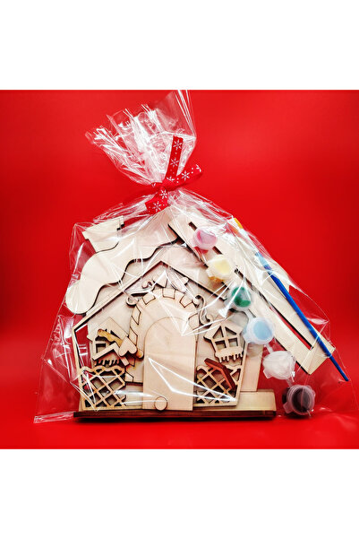 OEM Wooden creative set - Gingerbread House, 24 pieces, paint set, 19 x 19.5 cm