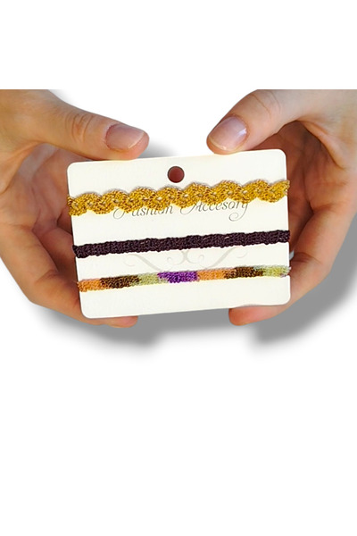 STE El Yapımı Özel Tasarım Üçlü Bileklik Seti - Çok Renkli Dantel Örgü