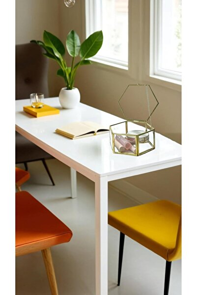 Generic Hexagon Gold Glass Jewelry Box - Vintage Keepsake for Rings, Earrings & Trinkets