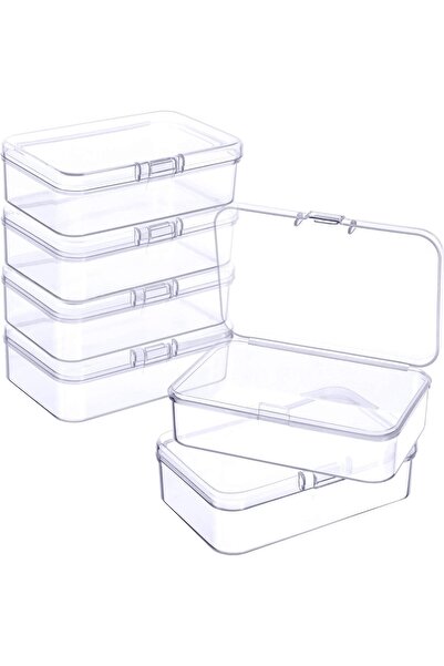 Jetec 6 Pieces Small Clear Plastic Bead Storage Container Boxes (3.27 x 2.13 x 1.02 in)