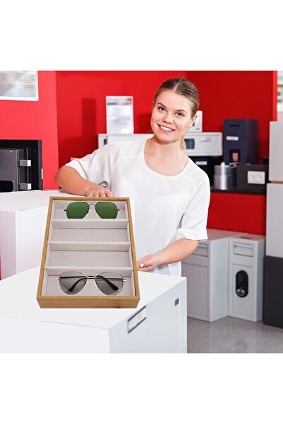 Generic 4 Slot Sunglasses Organizer Tray Eyewear Glasses Display Organizer with Velvet Interior