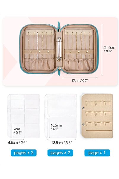 YHRY Jewelry Travel Organizer, Transparent Ring Binder Jewelry Case (Red)