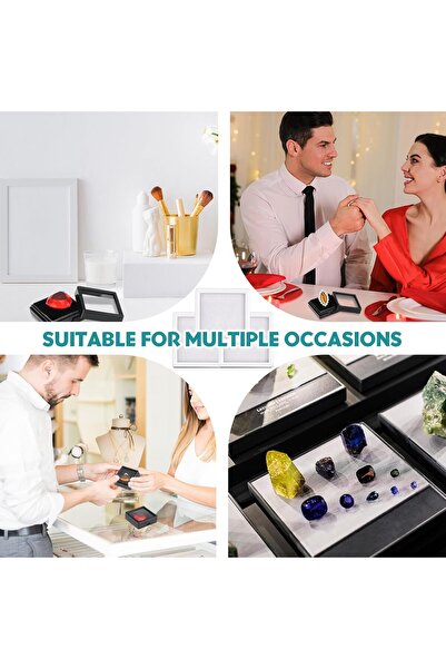 KASTWAVE 6 Pcs Gemstone Display Boxes with Clear Lids (Black, 5x5cm)