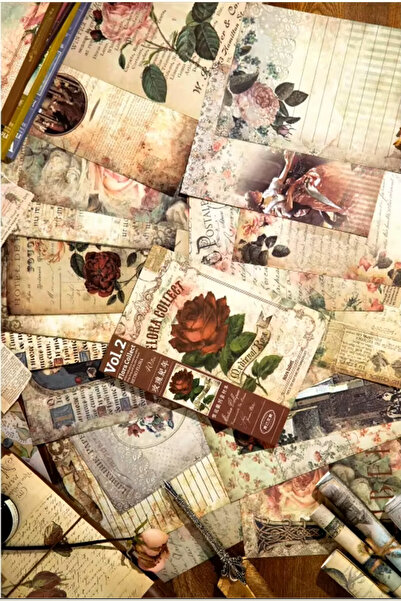 Vox Art Retro Temalı Scrapbook Kağıtları, 40 Yaprak 12.5*17.5 cm (Rose)