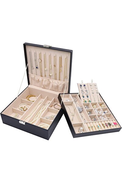 PROCASE Jewelry Box, Large PU Leather Jewelry Organizer (Black)