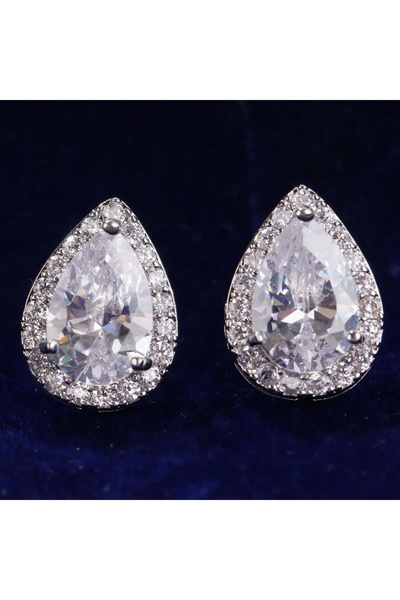 Eva Grace Cercei Kae, argintii, în formă de lacrimă, decorați cu zirconiu