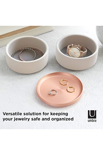 umbra Tesora Jewelry Box, Two-Tier Resin Storage Container With Removable Lid, Concrete/Copper